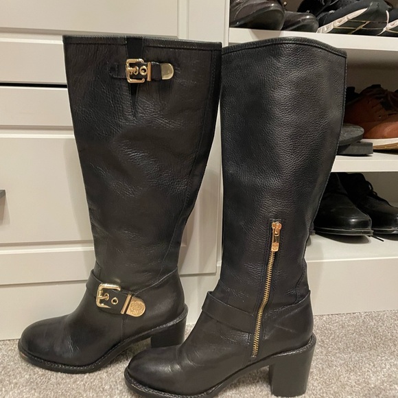 Vince Camuto Bocca leather riding knee boots black 7 - Picture 2 of 5